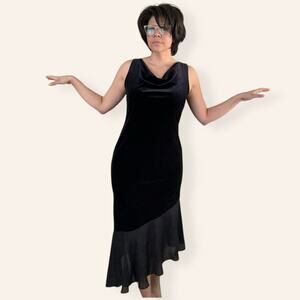 Mermaid A symmetrical Velvet Dress Black Size 12